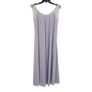 VTG Claire Sandra Lucie Ann Lilac Purple Long Maxi Nightgown Lace Floral Small